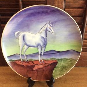 White Stallion Painted Plate